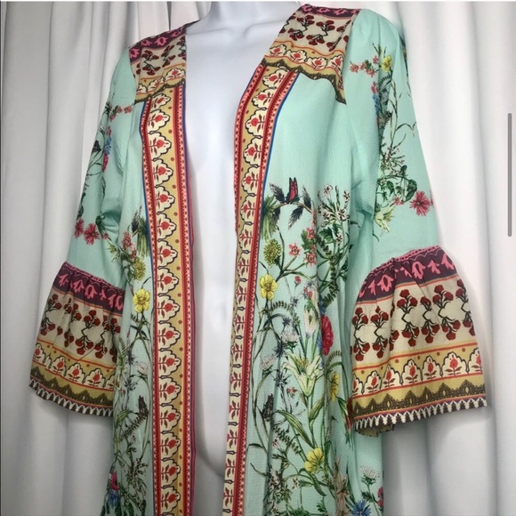 LAST 1 Umgee NWT Boutique MINT BLUE Kimono S M L - Picture 9 of 12